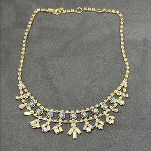 Sherman like Elegant Gold and Multicolor AB Crystals Necklace